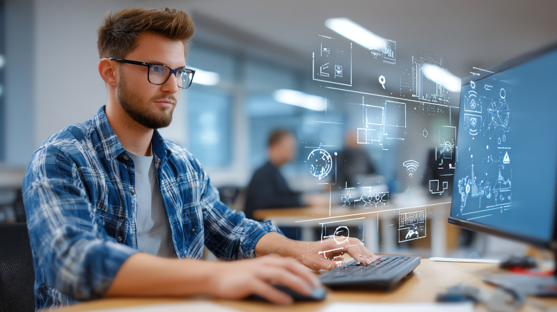 Professionista al lavoro su software gestionale Odoo per la digitalizzazione e l'automazione dei processi aziendali in una PMI